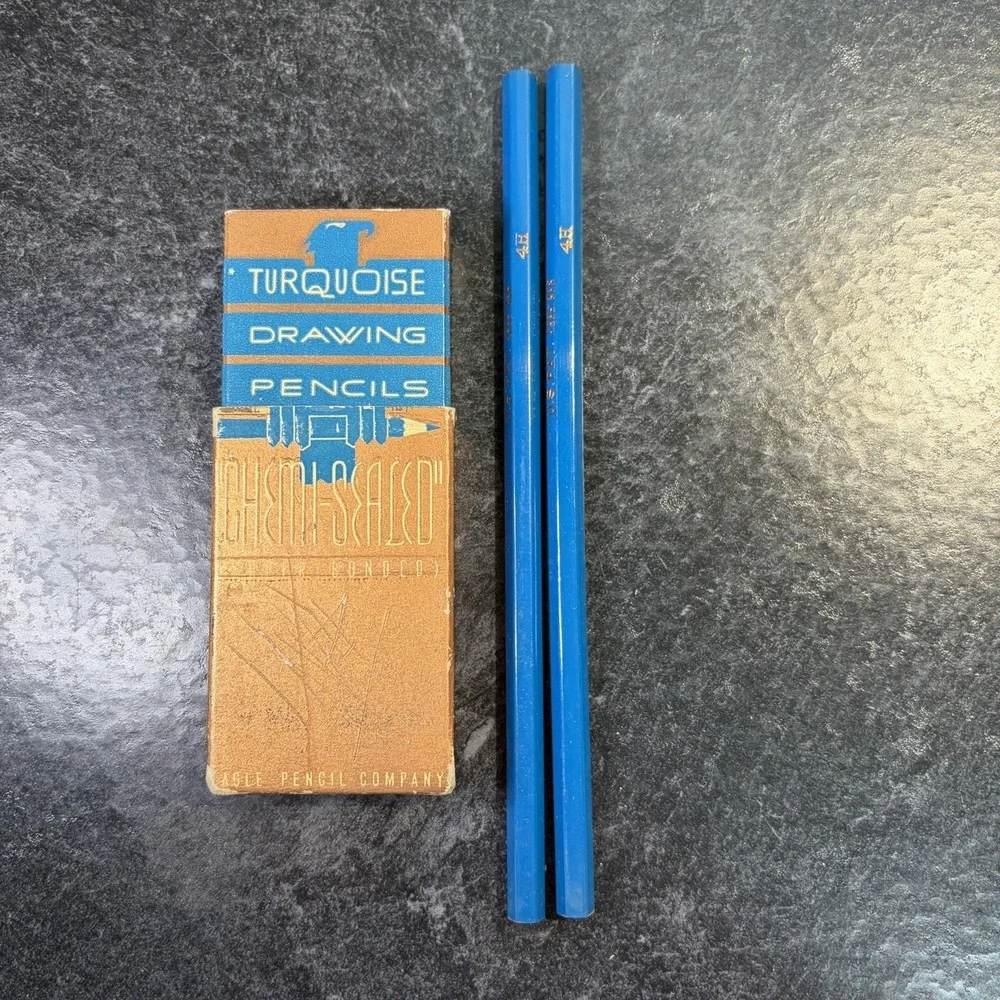 1930s Eagle‎ Turquoise Chemi Sealed Super Bonded Drawing Pencils 7H 6H 4H